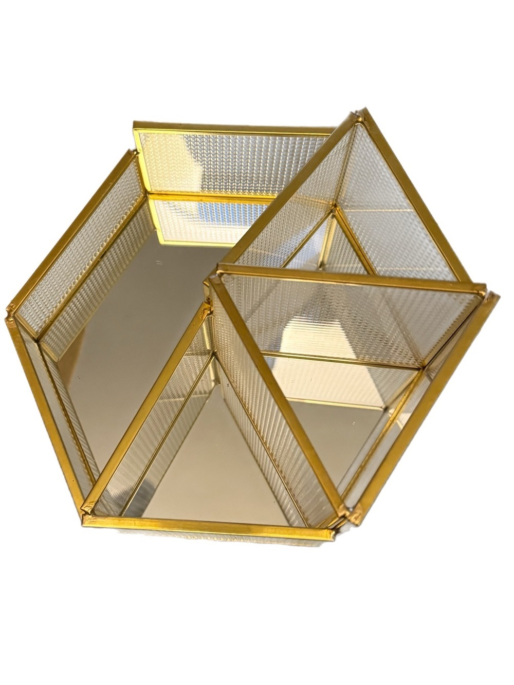 Oasis Home Multi-Comoartment Diamond Glass Spinning Organizer